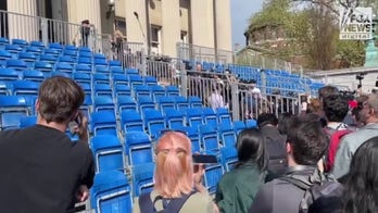 Hecklers shout at House Speaker Mike Johnson during speech at Columbia