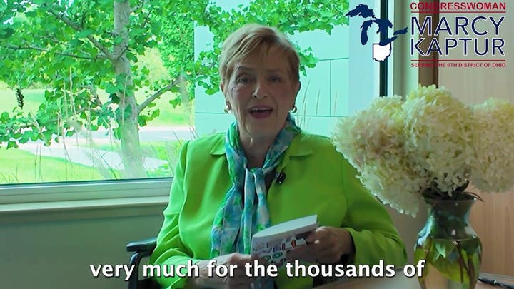 Dem Rep Marcy Kaptur, 80, releases video on 'very rapid recovery' after car crash