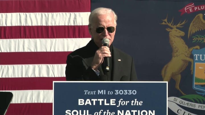 Biden stumbles over his words at Michigan rally featuring Obama