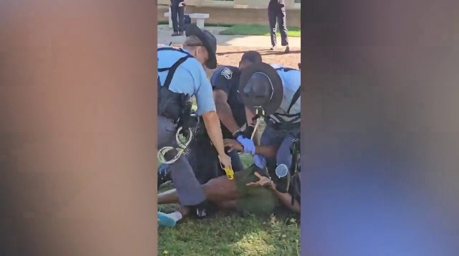 Person appears to be tased during scuffle with police at anti-Israel protest
