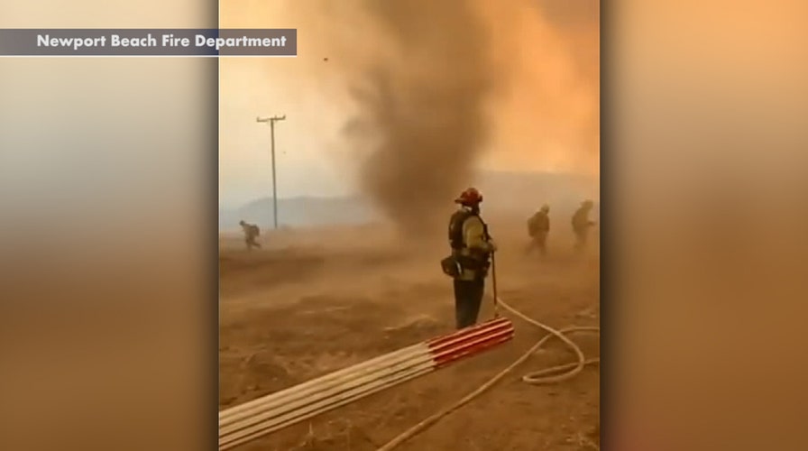 Fast-spinning dust devils form as firefighters battle blaze in California