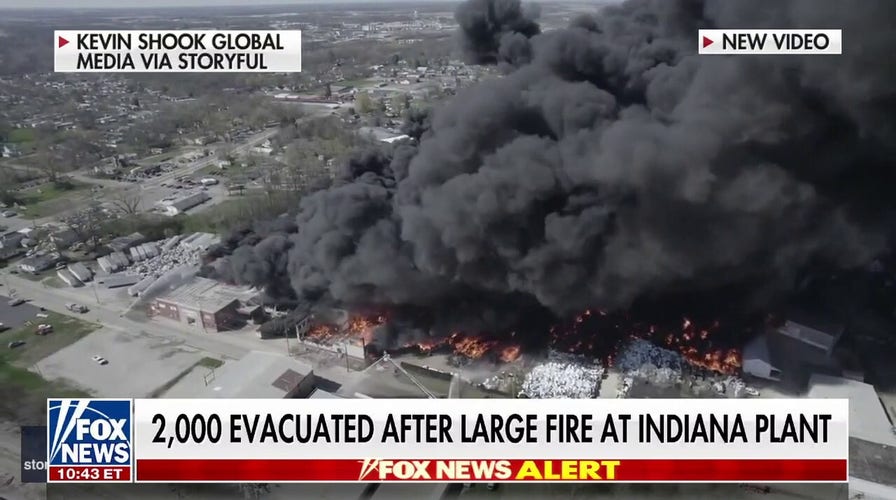 Thousands evacuated in Indiana after fire ignites at recycling plant