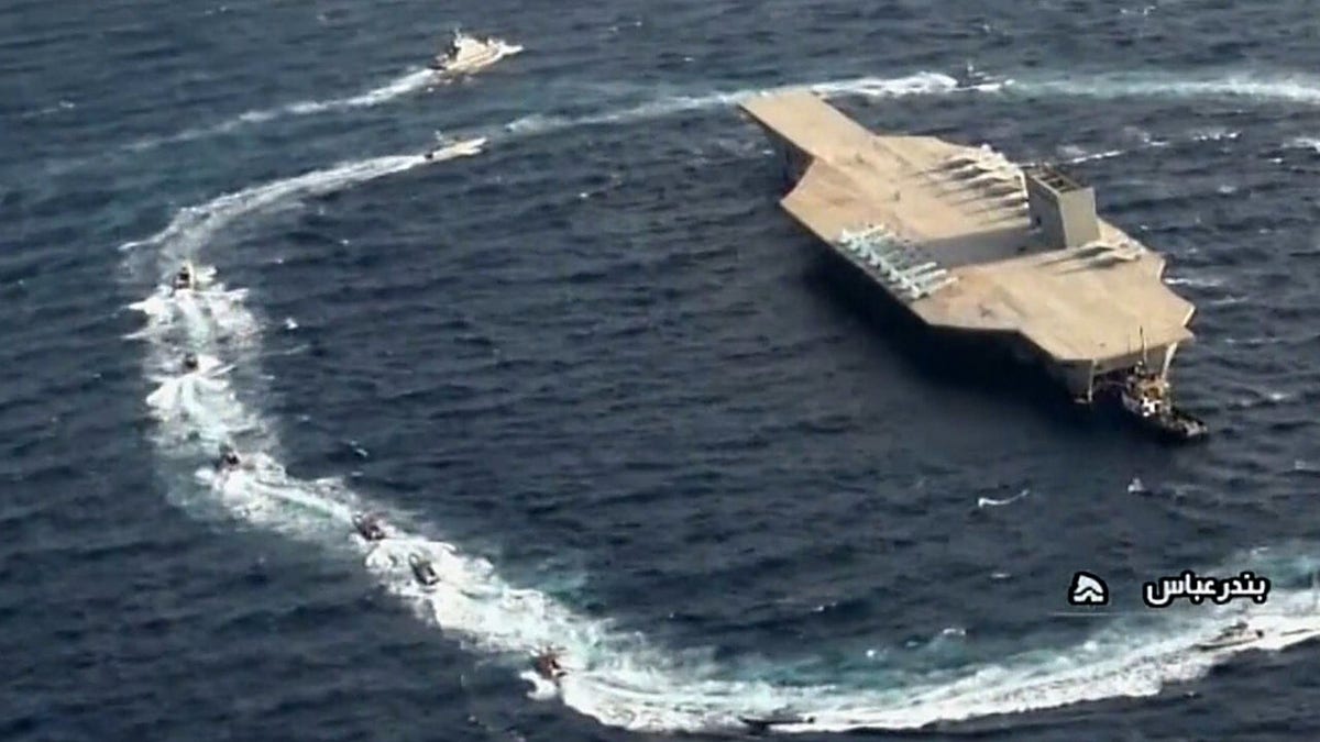 Iran fires missile from helicopter at replica aircraft carrier in Strait of  Hormuz: report | Fox News
