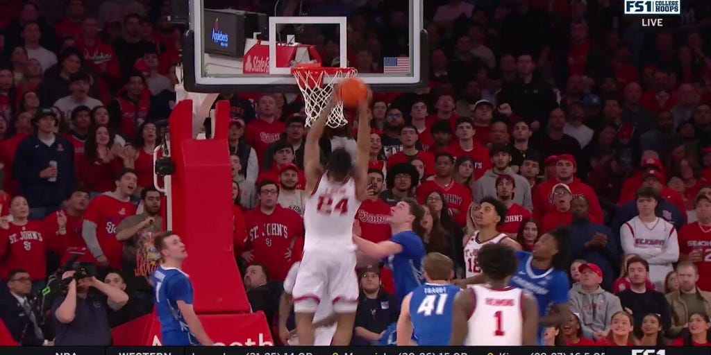 Zuby Ejiofor makes a put-back dunk in St John's 79-73 win over Creighton