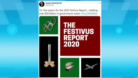 Sen. Rand Paul's annual 'Festivus Report' cites $54B in wasted taxpayer money in 2020