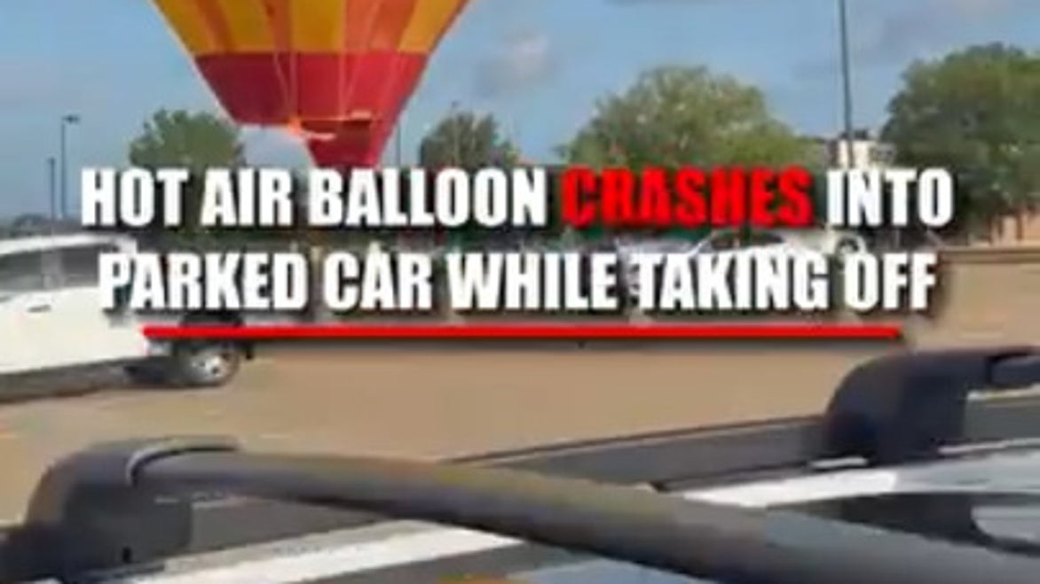 Hot air balloon CRASHES into parked car while taking off