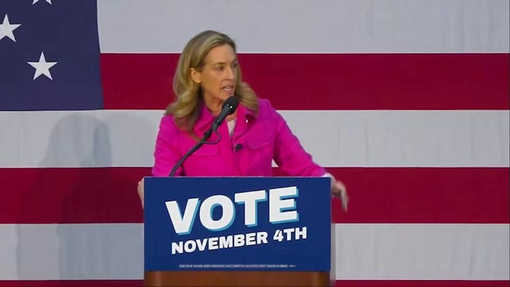 Sherrill, Whitmer sounds off on Trump during New Jersey governor's race campaign stop.