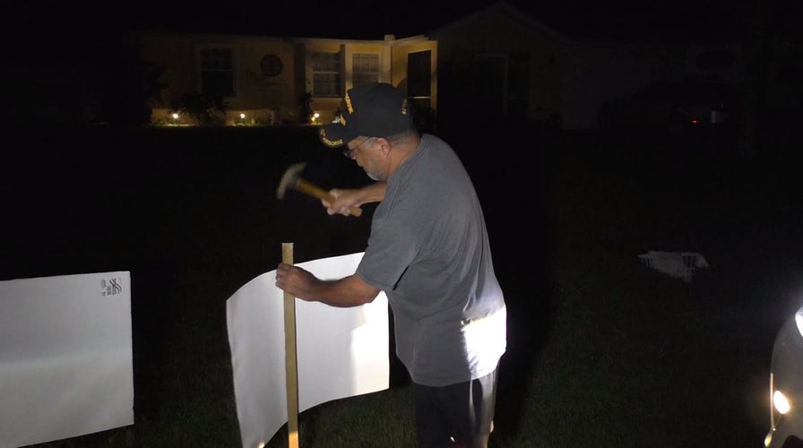 Man returns with Gabby Petito signs to place outside of Laundrie home