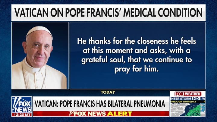 Pope Francis has double pneumonia and asks for prayers