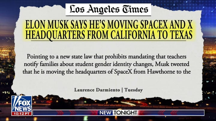 Elon Musk moving SpaceX headquarters from California to Texas 