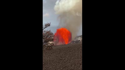 Hawaii volcano eruption breaks fountaining mark with 650-foot lava burst