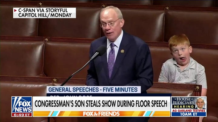 Congressman's speech goes viral after his son makes silly faces in the background
