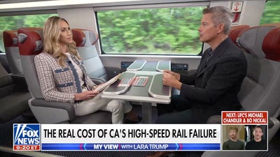 Lara Trump rides the Freedom 250 train with Transportation Secretary Sean Duffy