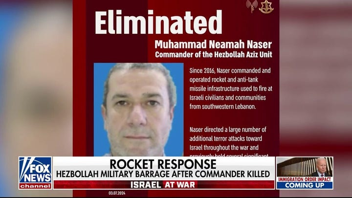 ibMore than 100 Hezbollah rockets rain down on northern Israel in response to eliminating commander