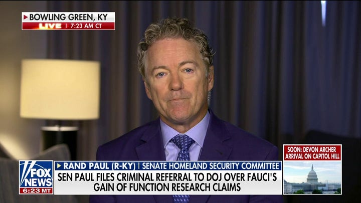 Sen. Rand Paul files criminal referral to DOJ over Fauci's COVID research claims