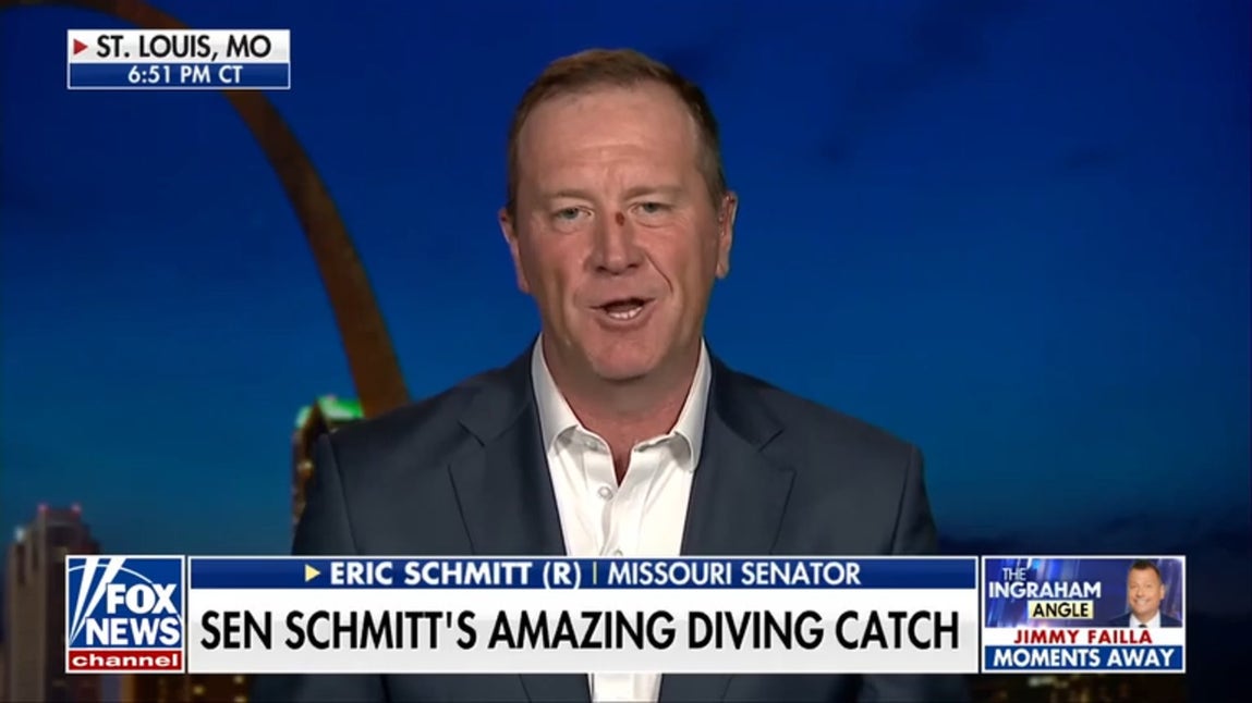 Sen Eric Schmitt details diving catch that left him bloodied