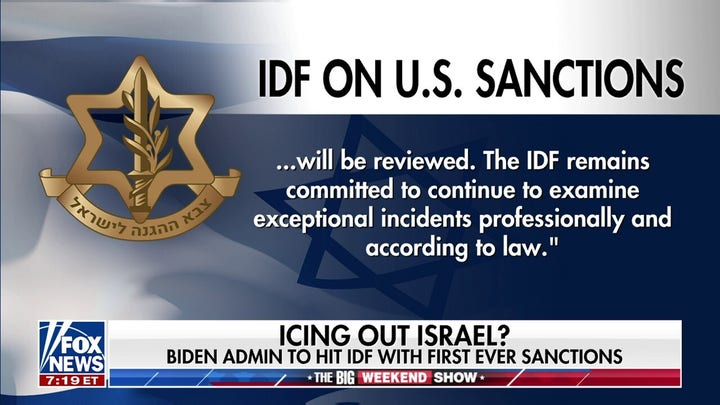 Will the Biden admin hit Israel IDF with first ever sanctions?