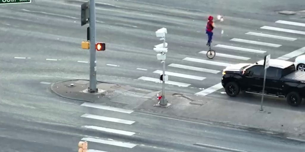 Police drone captures fire-juggling unicyclist in Colorado roadway