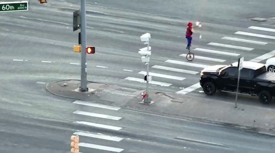Police drone captures fire-juggling unicyclist successful  Colorado roadway