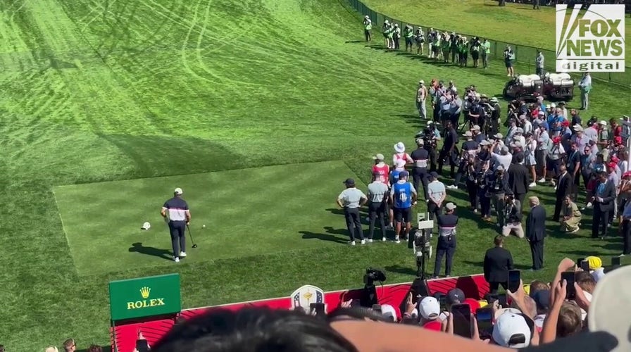Bryson DeChambeau tees off in front of Trump for Ryder Cup afternoon session