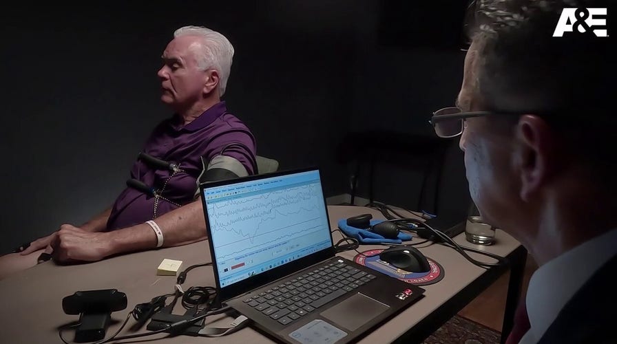 George Anthony answers a question while taking a polygraph test