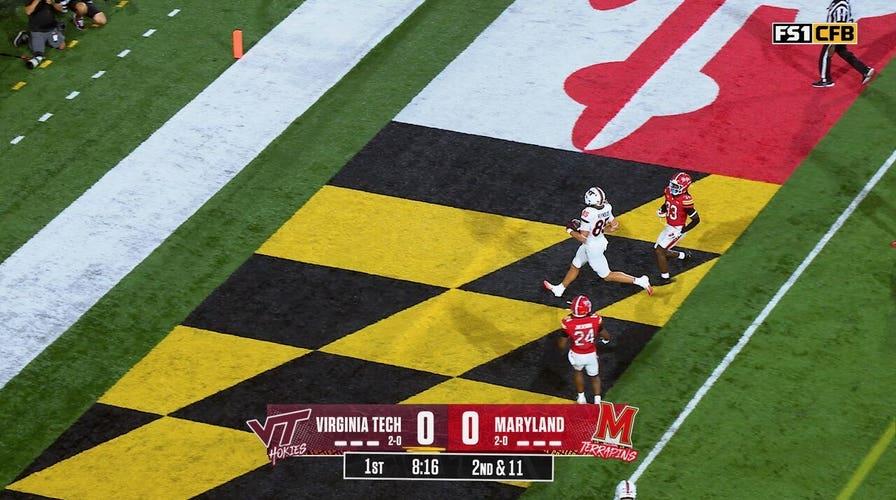Ethan Grunkemeyer connects with Luke Reynolds for 14-yard TD, giving Virginia Tech lead over Maryland