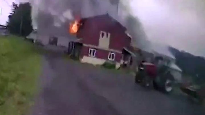 Police rescue terrified horse from burning barn in Pennsylvania