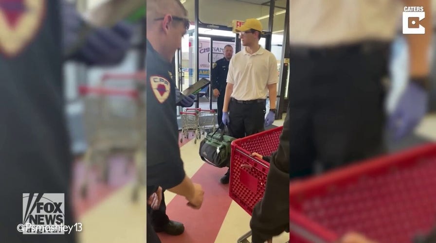 Woman gets finger stuck in shopping cart, first responders come to the rescue