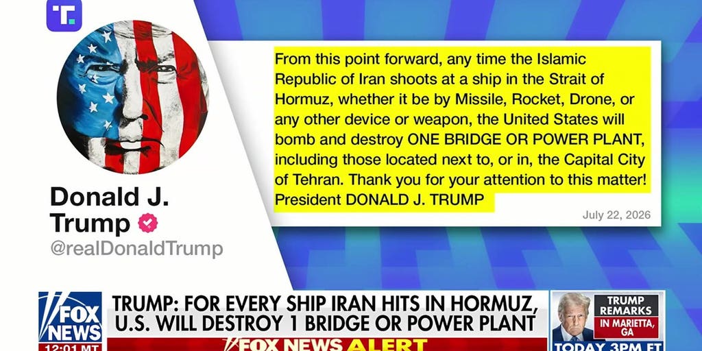 Trump threatens Iranian bridges, power plants