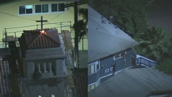 Shirtless California man arrested after setting fire to cross atop church, jumping rooftops