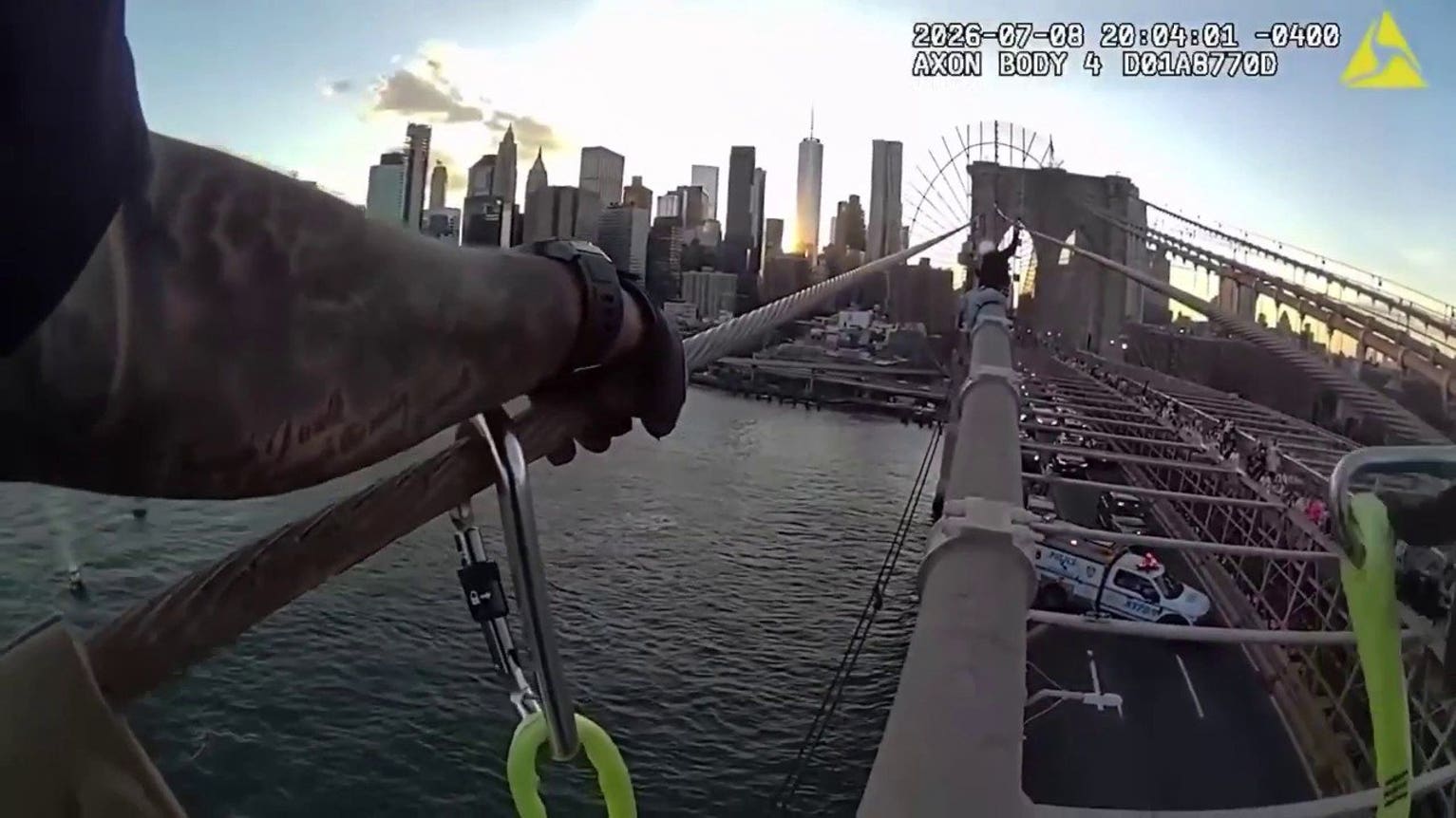 Police pull woman to safety atop Brooklyn Bridge after tense rescue operation