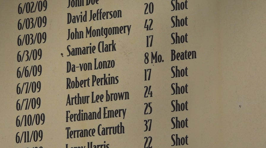 As homicides spike in U.S. cities, a New Orleans church remembers victims with a "murder board"