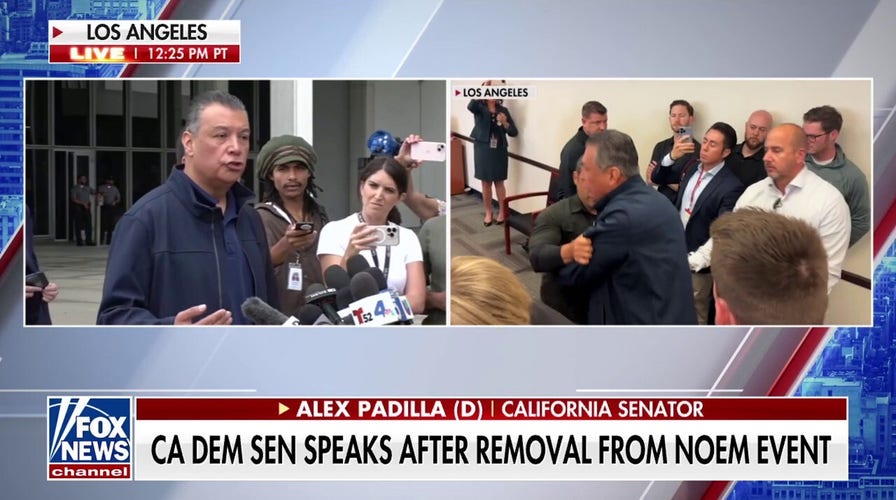 Ejected Democratic senator vows to hold Trump admin accountable, claims he was trying to ask Noem a question