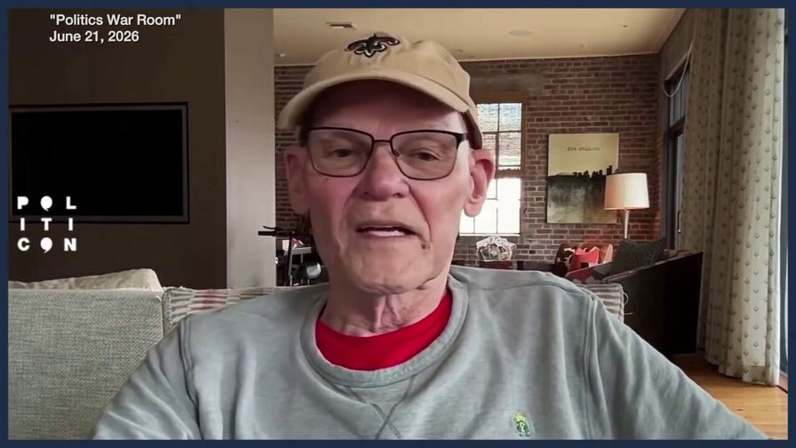 Carville responds to question about whether US ready for female president, AOC in 2028