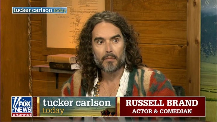Russell Brand and Tucker Carlson talk spirituality and fame