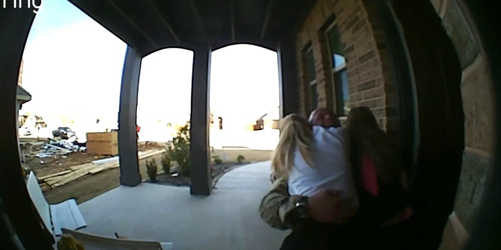 Military father comes home after a one-year deployment and is joyfully reunited with his children