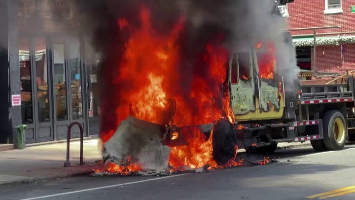  NYC work truck explodes after catching fire