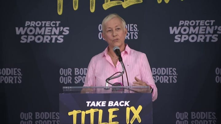 Martina Navratilova speaks at 'Take Back Title IX' rally