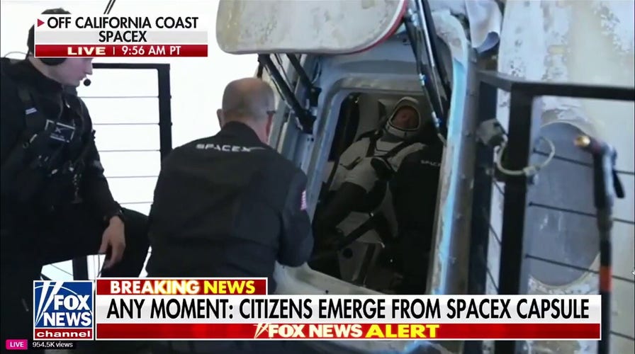Citizens set to emerge from SpaceX capsule following historic mission