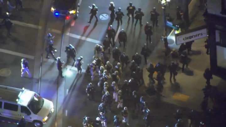 Aerial coverage of unrest in Portland, Ore. ahead of election call