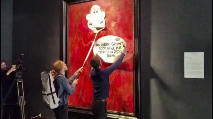 King Charles III portrait vandalized by animal rights activists