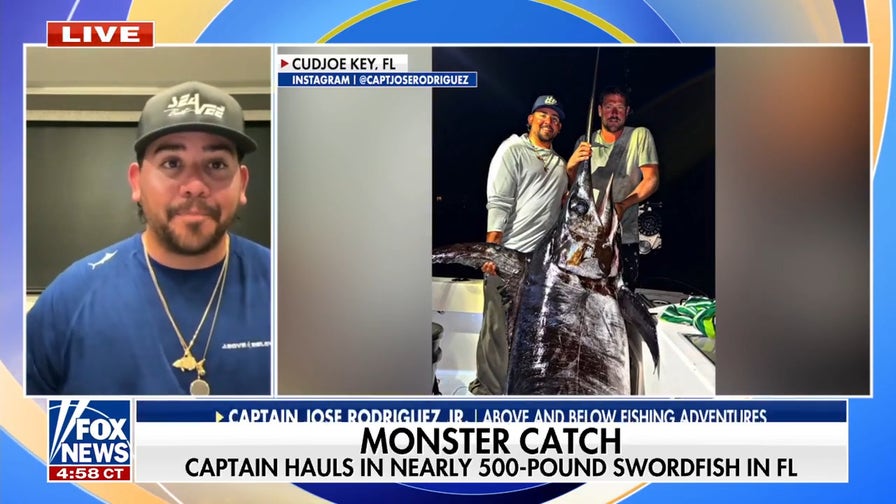 Florida captain battles five hours to land 'monster' 480-pound swordfish