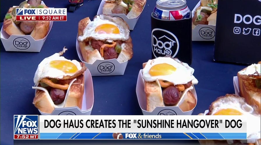 ‘Fox & Friends Weekend’ co-hosts try ‘Dog Haus’s’ ‘sunshine hangover’ dog at FOX square