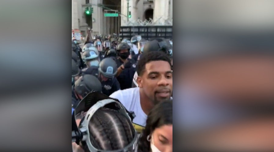 NYPD pushes back defund NYPD protesters occupying City Hall Park