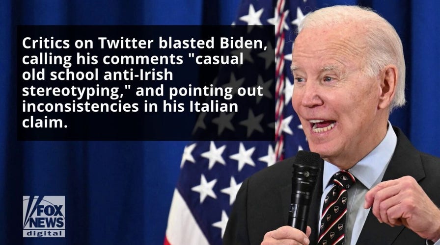 Biden roasted for busting out ‘old school, anti-Irish’ slur, claiming he’s Italian: ‘He needs help’
