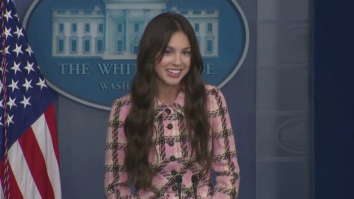 Popstar Olivia Rodrigo speaks at White House press briefing