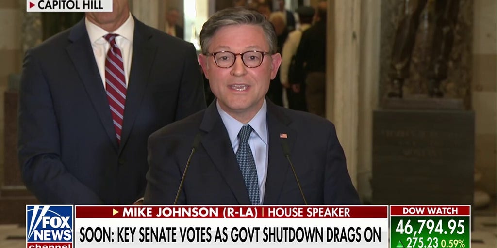 Speaker Johnson criticizes Dems' 'political antics' as government shutdown drags on
