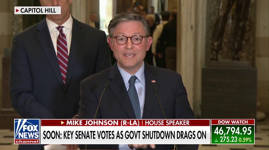 Speaker Johnson criticizes Dems' 'political antics' as government shutdown drags on