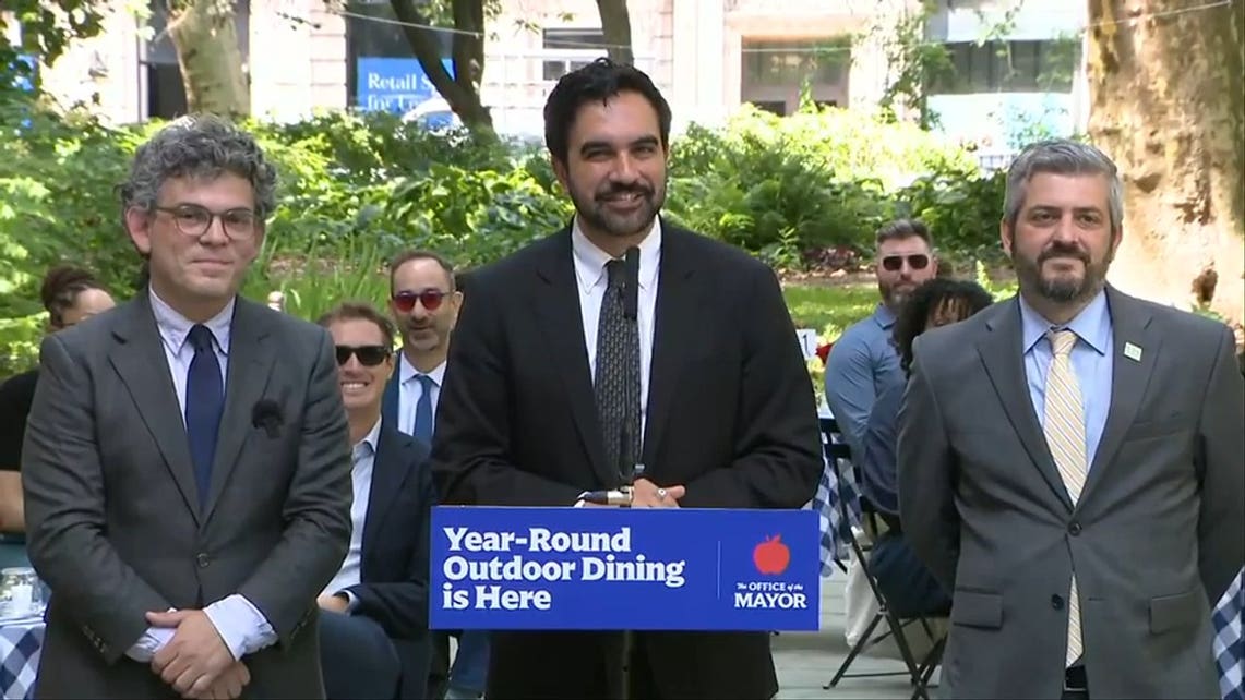 Mamdani laughs off heckler during announcement outside New York City Hall