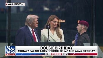 The Army’s Golden Knights present Trump with American flag